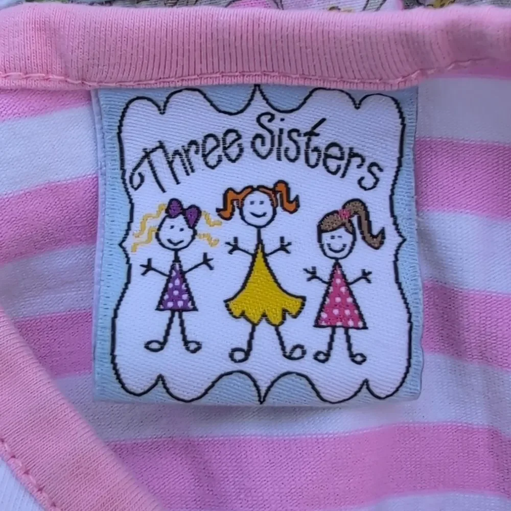 Three Sisters 18 Months Bell Sleeve Ruffle Skirt Dress Floral Pink White Stripes